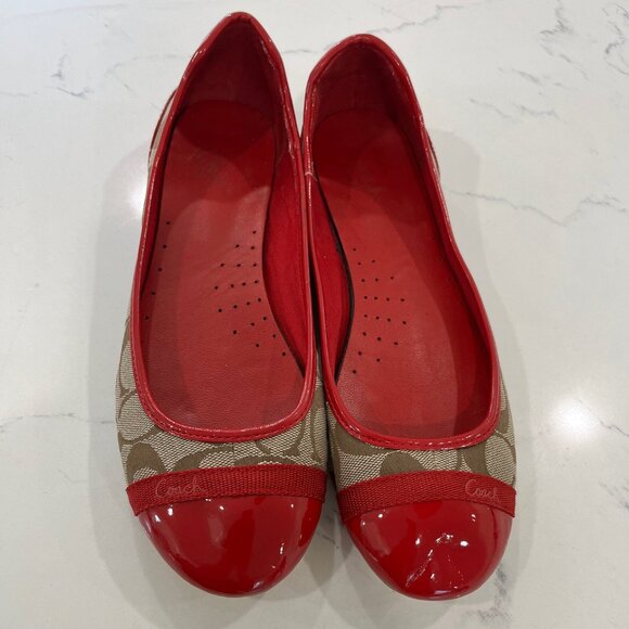 Coach Red with Logo Ballet flats 9 B - Picture 1 of 10